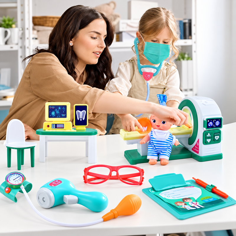 Realistic Pretend Play Doctor Kit with Toy Stethoscope and Medical Tools