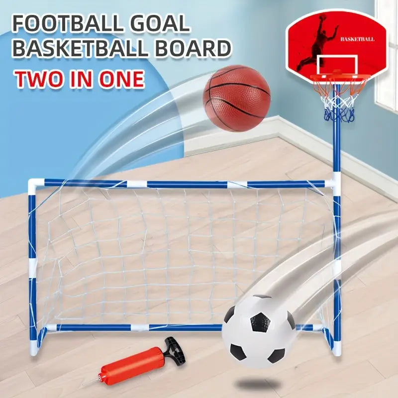 2 in 1 Children Sports Equipment Football Goal Basketball Stands for Kids Outdoor Toy