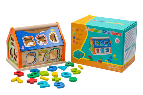 Wooden House Number And Shape Sorter