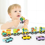 Wooden Magnetic Vehicle Number Train