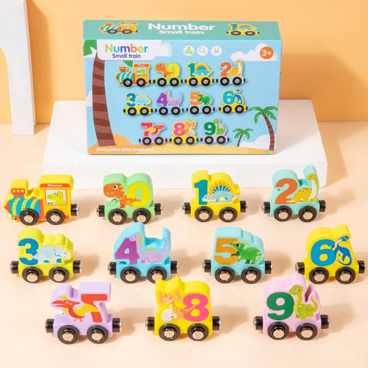 Wooden Magnetic Vehicle Number Train