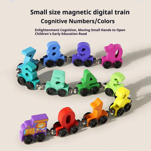 Wooden Magnetic Vehicle Number Train