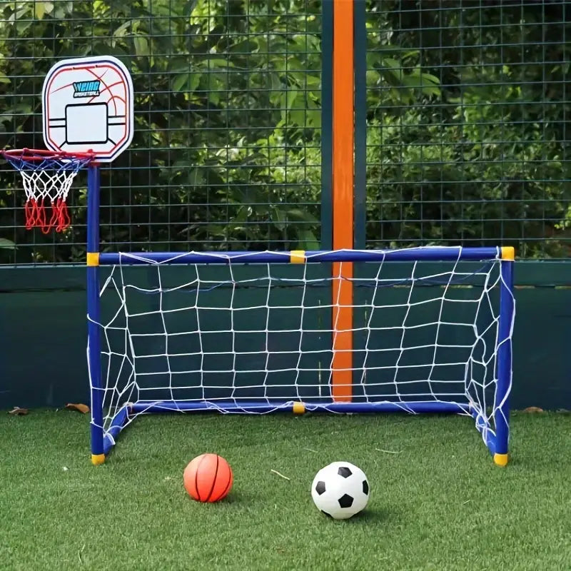 2 in 1 Children Sports Equipment Football Goal Basketball Stands for Kids Outdoor Toy