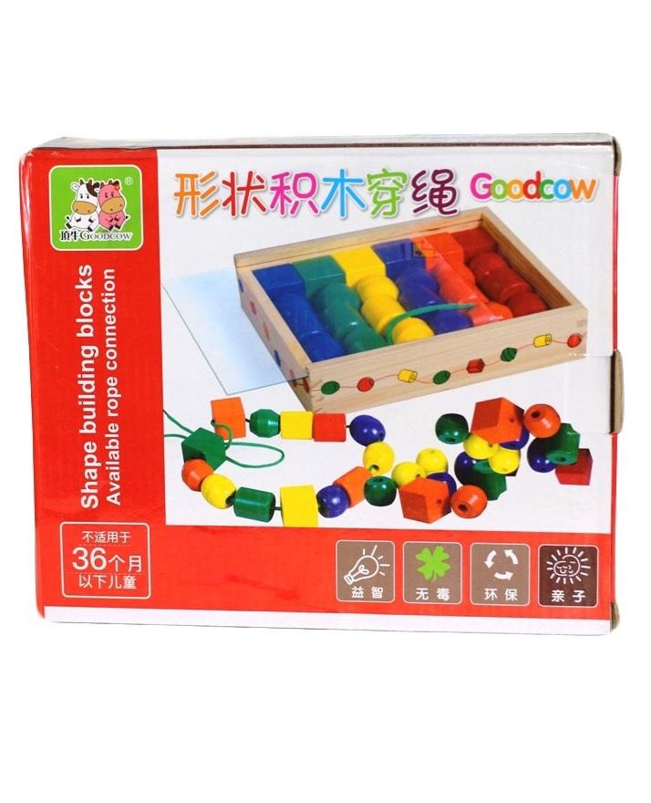 Geometric Shape Wooden Lacing Beads
