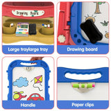 Kids Magnetic Drawing Board – 2 in 1 Whiteboard & Chalkboard with Letters & Numbers