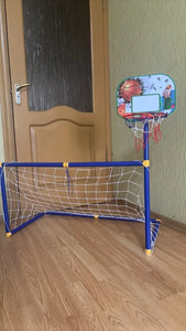 2 in 1 Children Sports Equipment Football Goal Basketball Stands for Kids Outdoor Toy