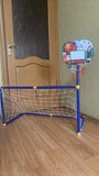 2 in 1 Children Sports Equipment Football Goal Basketball Stands for Kids Outdoor Toy