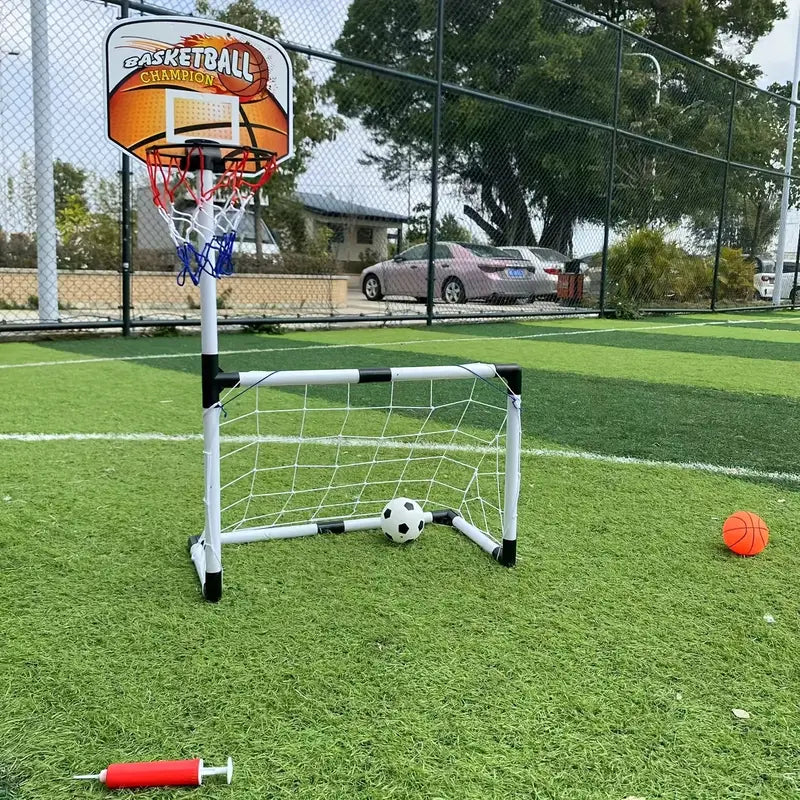 2 in 1 Children Sports Equipment Football Goal Basketball Stands for Kids Outdoor Toy
