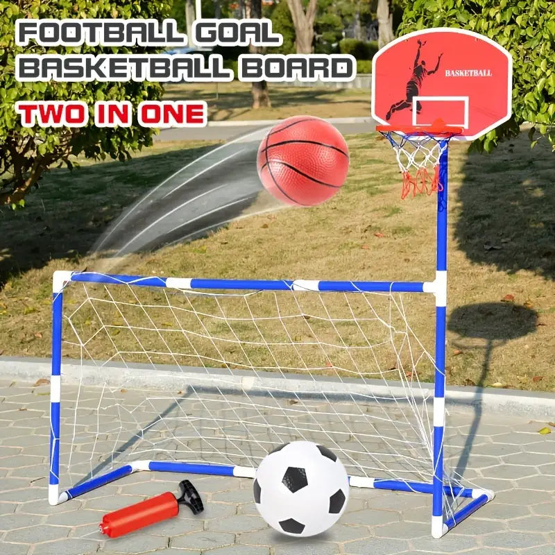 2 in 1 Children Sports Equipment Football Goal Basketball Stands for Kids Outdoor Toy