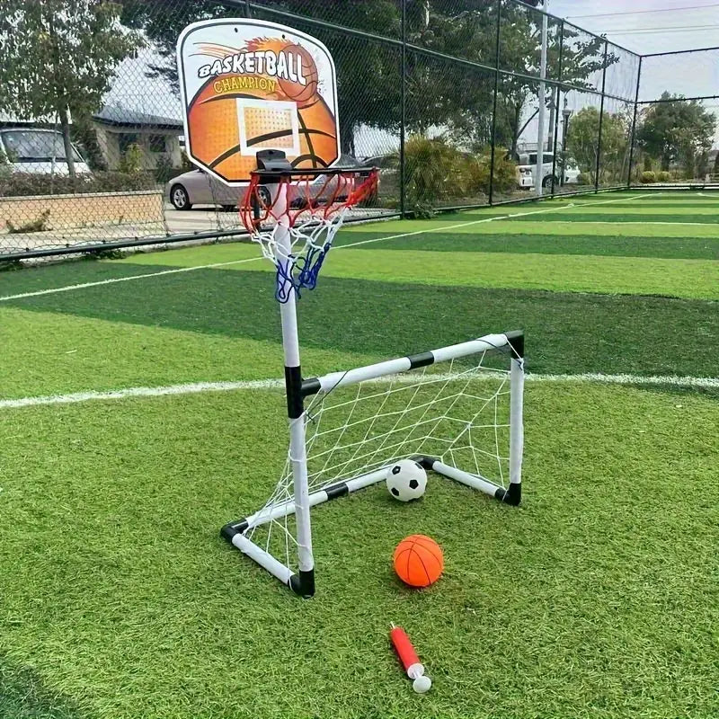 2 in 1 Children Sports Equipment Football Goal Basketball Stands for Kids Outdoor Toy