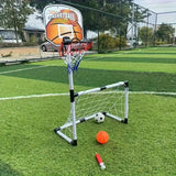 2 in 1 Children Sports Equipment Football Goal Basketball Stands for Kids Outdoor Toy
