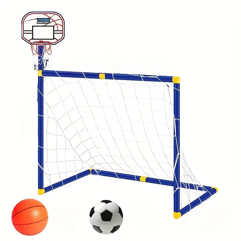 2 in 1 Children Sports Equipment Football Goal Basketball Stands for Kids Outdoor Toy