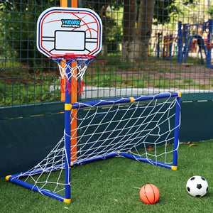 2 in 1 Children Sports Equipment Football Goal Basketball Stands for Kids Outdoor Toy