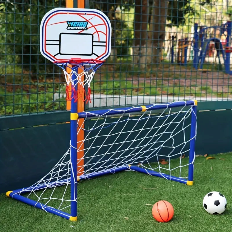 2 in 1 Children Sports Equipment Football Goal Basketball Stands for Kids Outdoor Toy