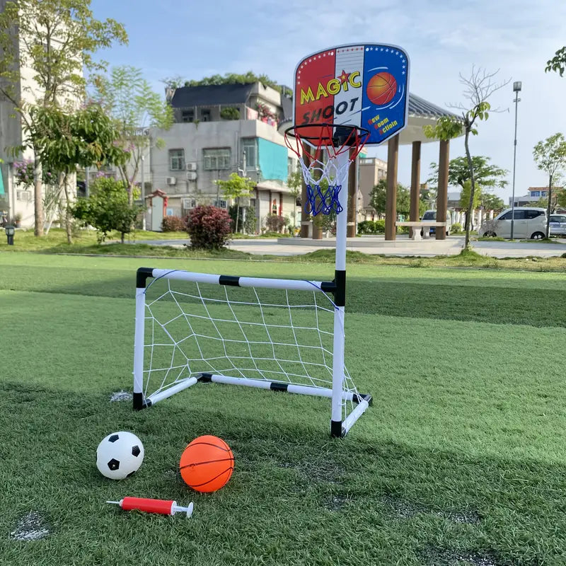 2 in 1 Children Sports Equipment Football Goal Basketball Stands for Kids Outdoor Toy