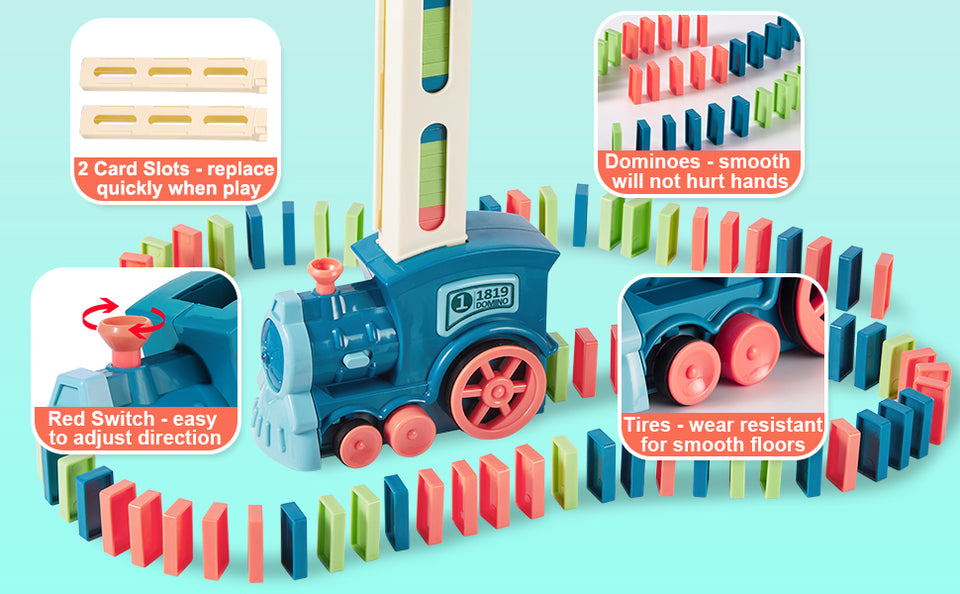 Domino Train with Building and Stacking Blocks Set
