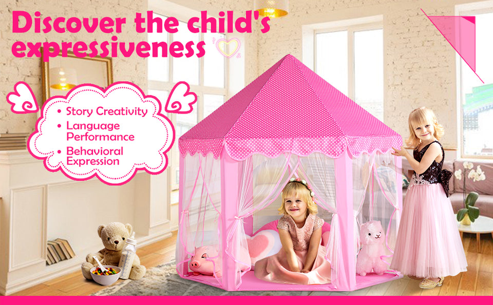 Beautiful Princess Castle Play Tent House with Lights