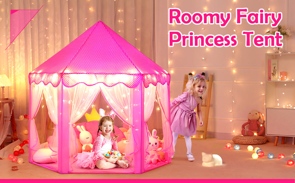 Beautiful Princess Castle Play Tent House with Lights