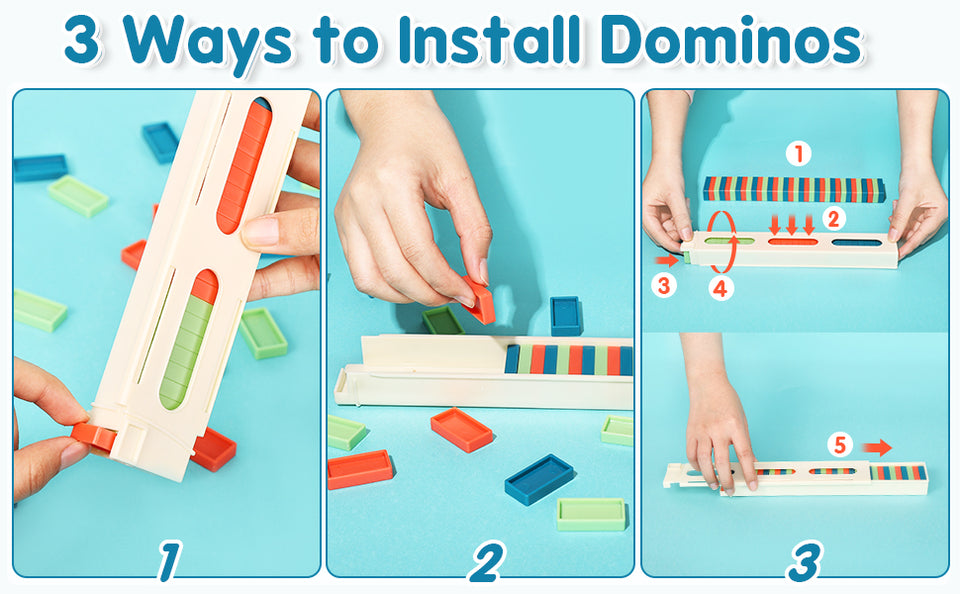 Domino Train with Building and Stacking Blocks Set