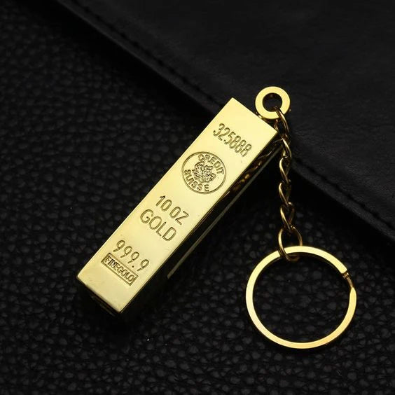 Gold Plated Metal Body Flint Fire Keychain