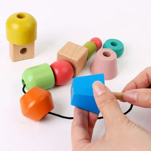 Geometric Shape Wooden Lacing Beads