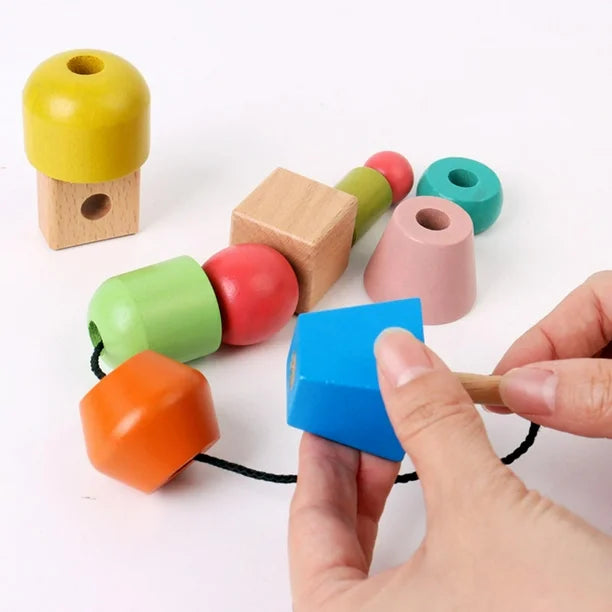 Geometric Shape Wooden Lacing Beads