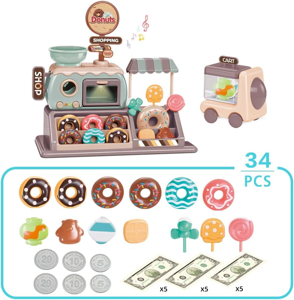 Pretend Play Donut Shop Playset with Lights and Music