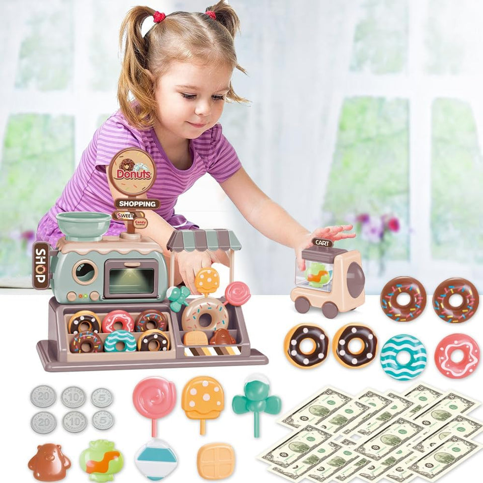 Pretend Play Donut Shop Playset with Lights and Music
