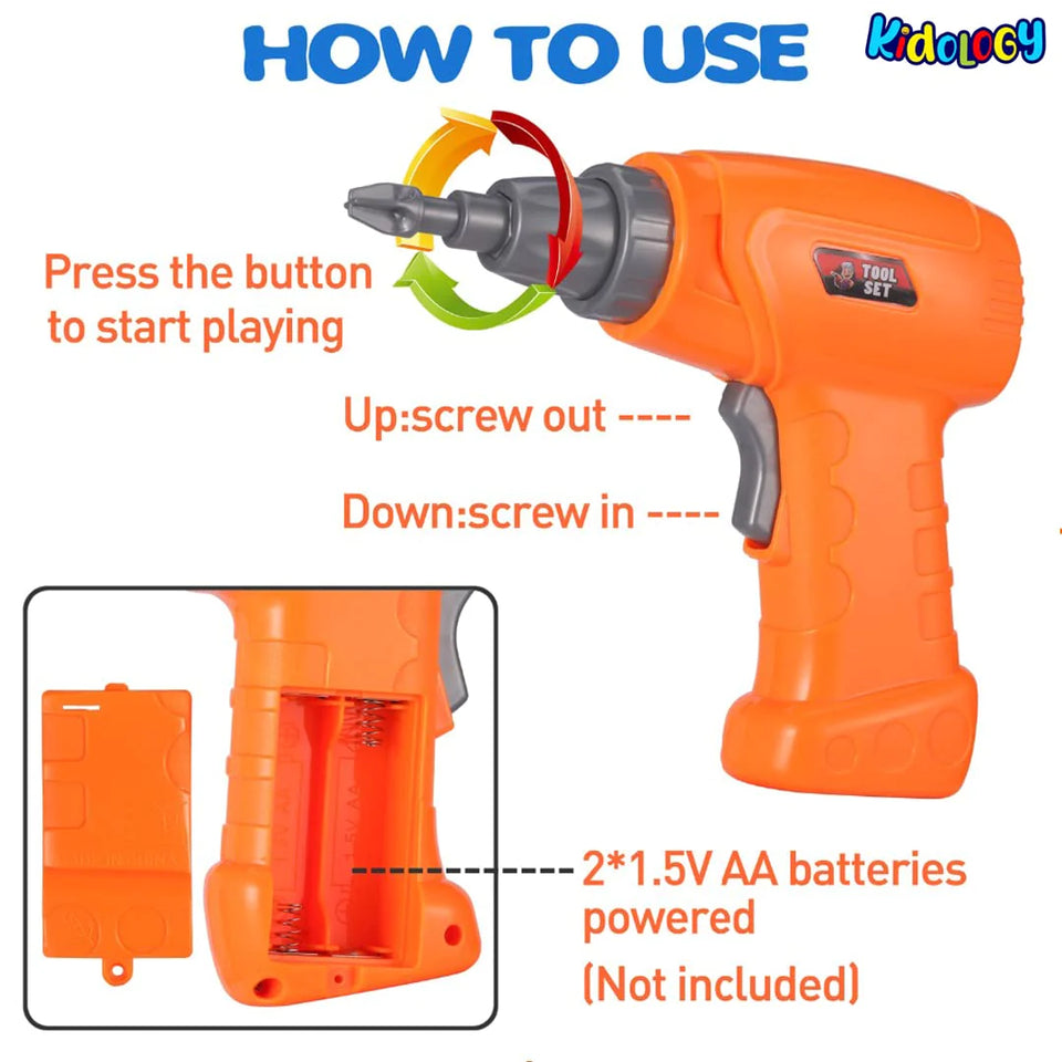 KIDS POWER TOOLS WITH SCREWDRIVER TOY 👷