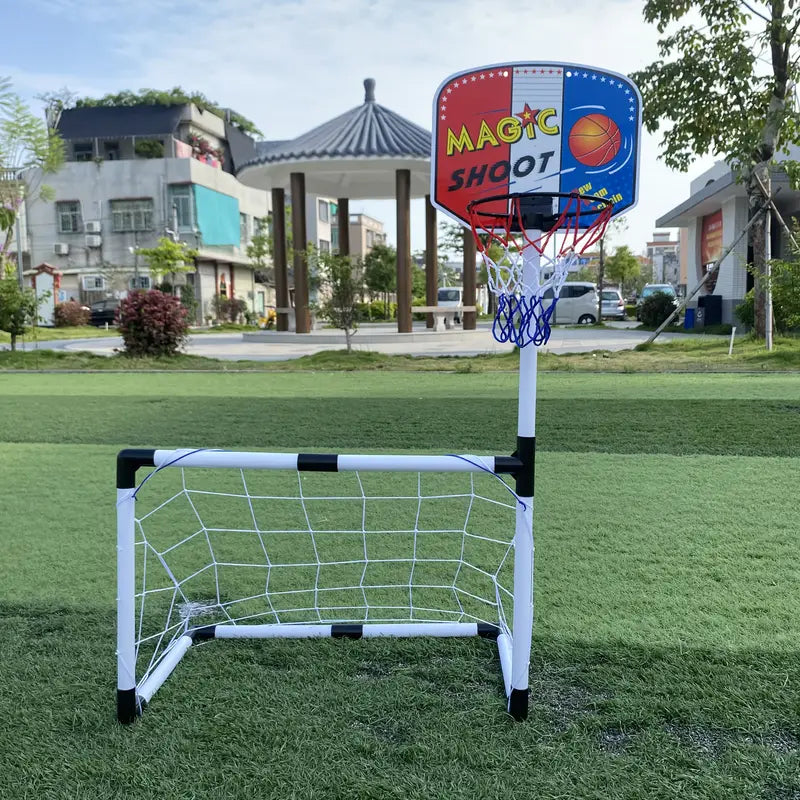 2 in 1 Children Sports Equipment Football Goal Basketball Stands for Kids Outdoor Toy