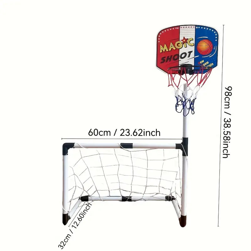 2 in 1 Children Sports Equipment Football Goal Basketball Stands for Kids Outdoor Toy