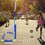 2 in 1 Kids Sports Set with Football Goal, Basketball Stand, 2 Balls & Pump