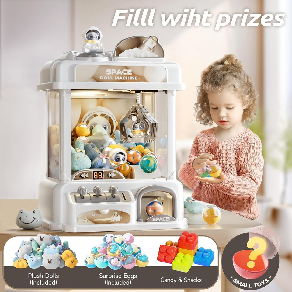 Tea Bear Claw Arcade Toy Machine with LED Lights & Sound (60-Second Challenge)