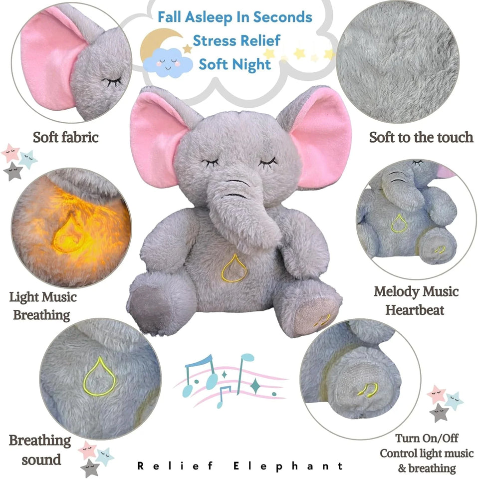 Breathing Relaxing Teddy Elephant with Calming Music, Lights