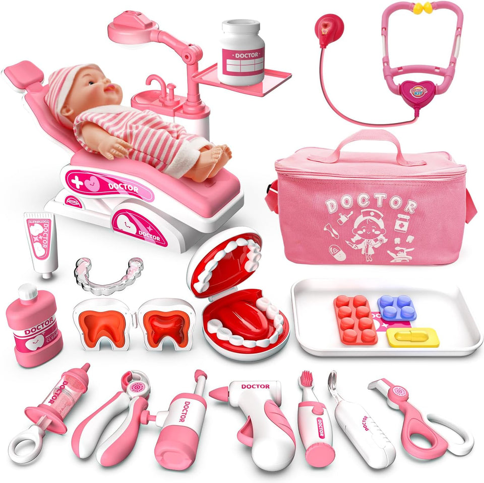 Pretend Dentist Playset for Kids – Doctor Kit with Medical Bag & Realistic Dental Tools for Toddlers Ages 3-5