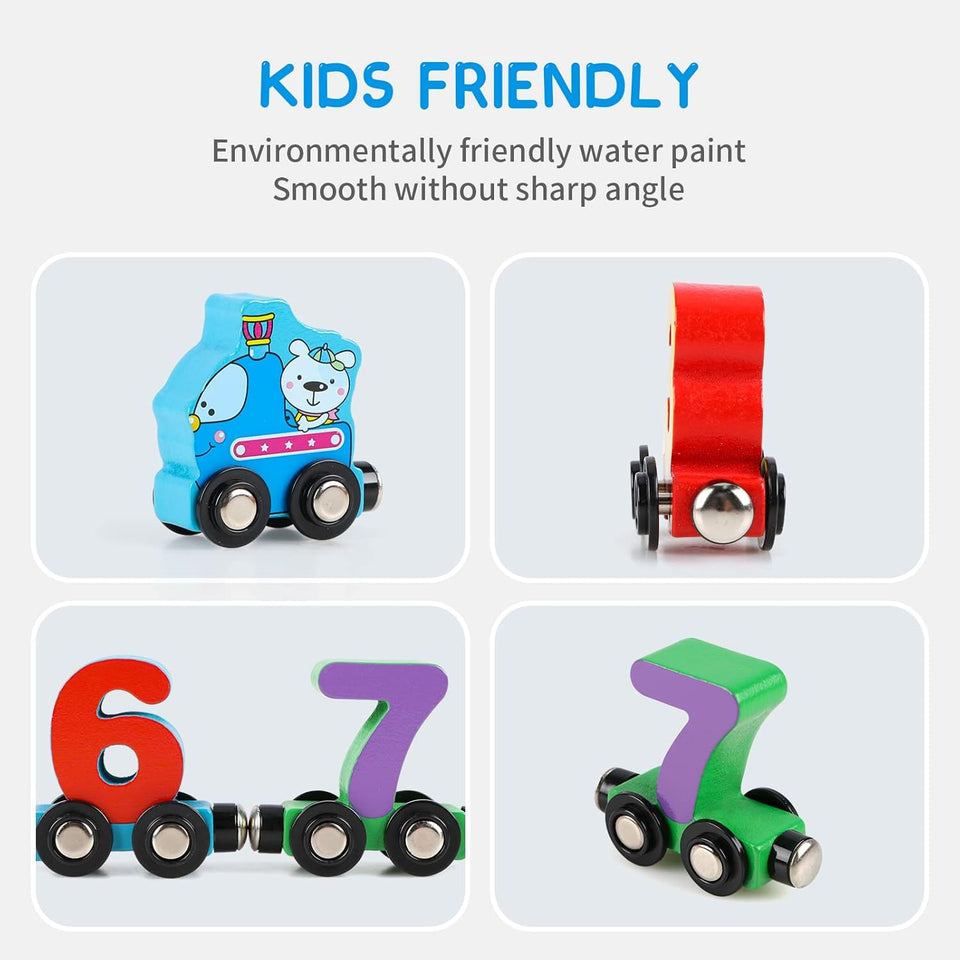 Wooden Magnetic Vehicle Number Train