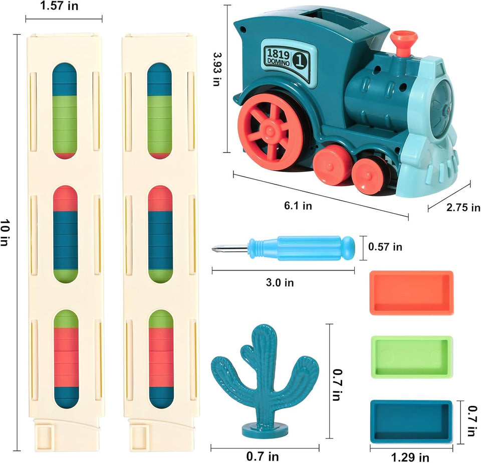 Domino Train with Building and Stacking Blocks Set