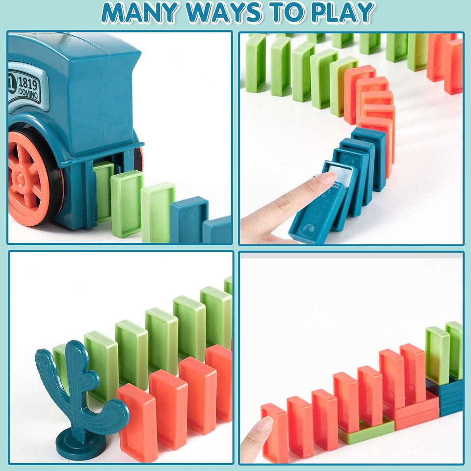 Domino Train with Building and Stacking Blocks Set