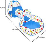 3 in 1 Tunnel Tent House For Kids With 50 Soft Balls