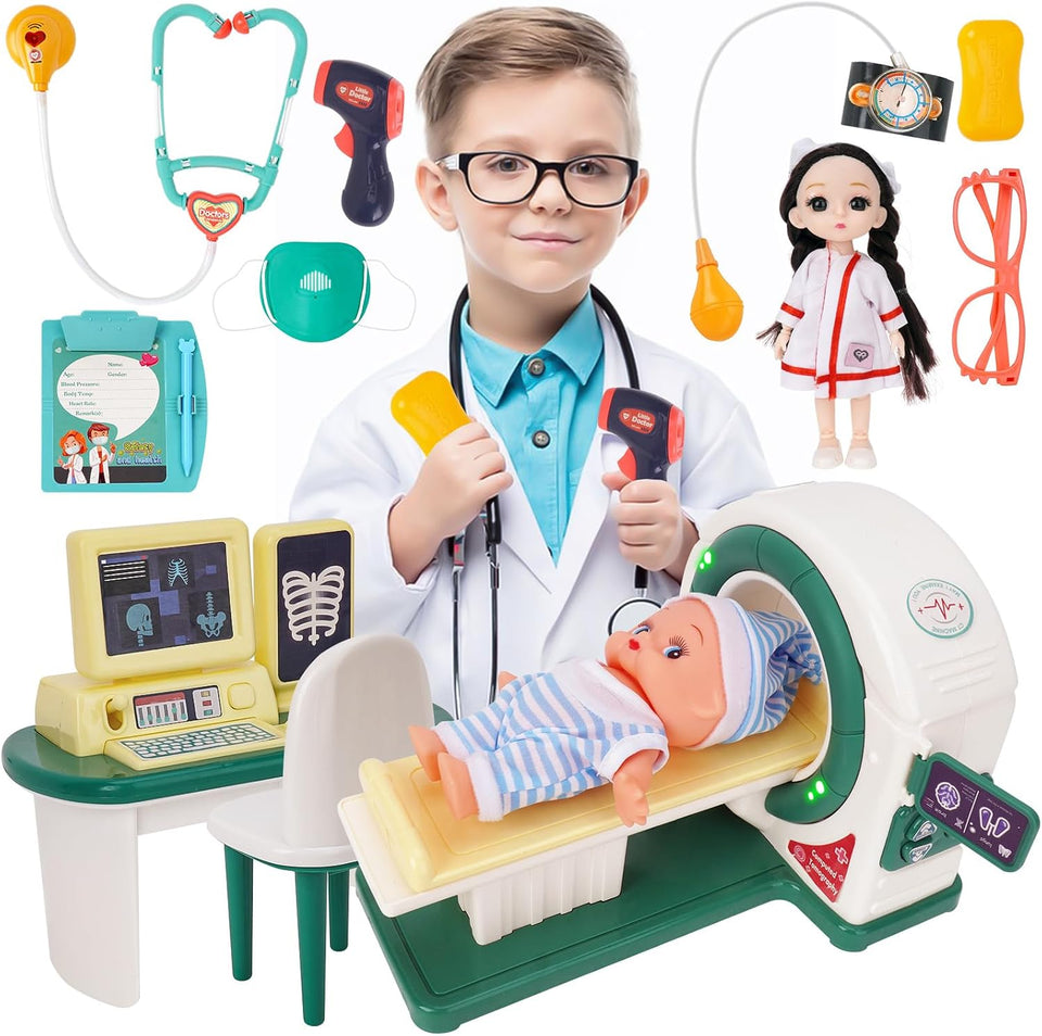 Realistic Pretend Play Doctor Kit with Toy Stethoscope and Medical Tools