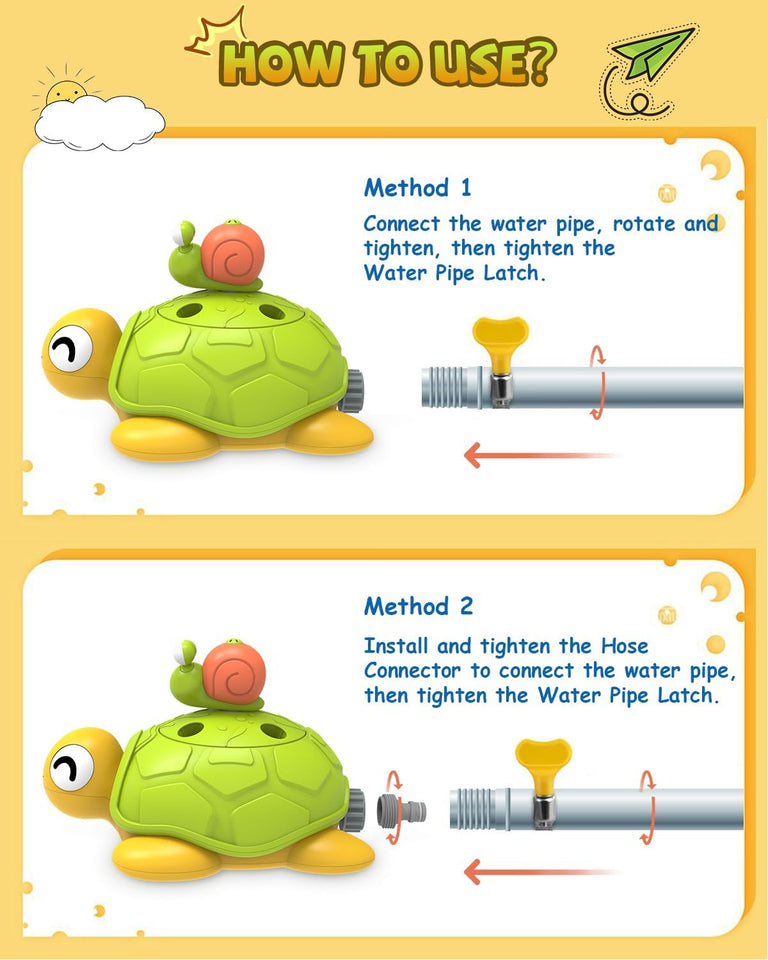 4 in 1 Turtle Water, Sprinkler Ring Toss, Baseball Game & Hurdle Play for Kids