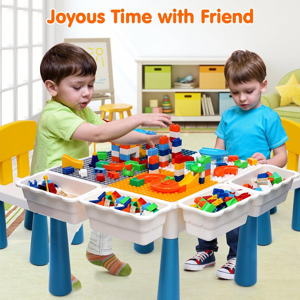5-in-1 Building Blocks Table Set – Includes 1 Chair & 200+ Blocks Set