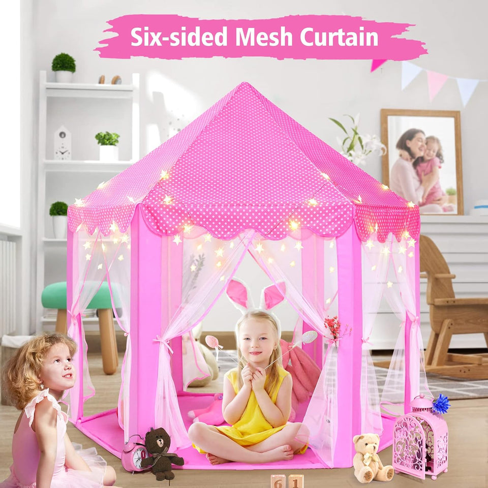 Beautiful Princess Castle Play Tent House with Lights