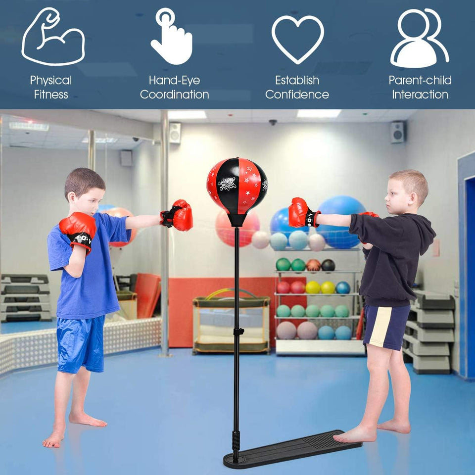 Kids Boxing Stand  + Gloves and Pump (Height-Adjustable)