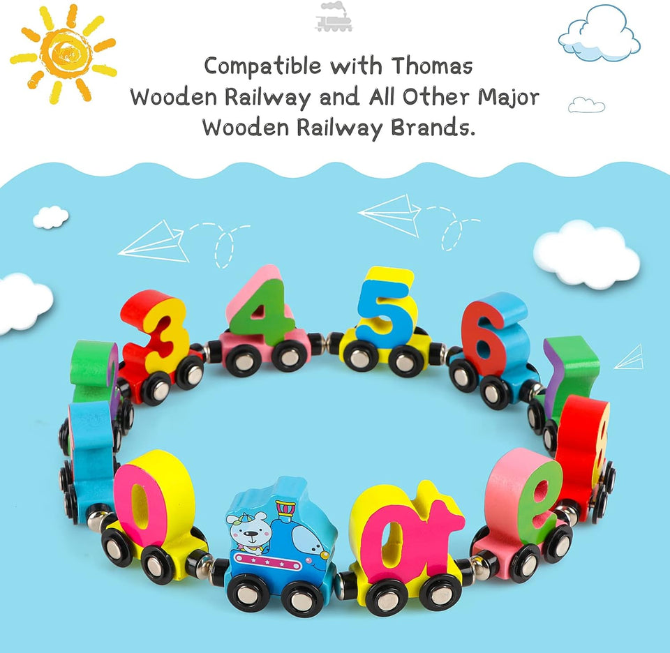 Wooden Magnetic Vehicle Number Train