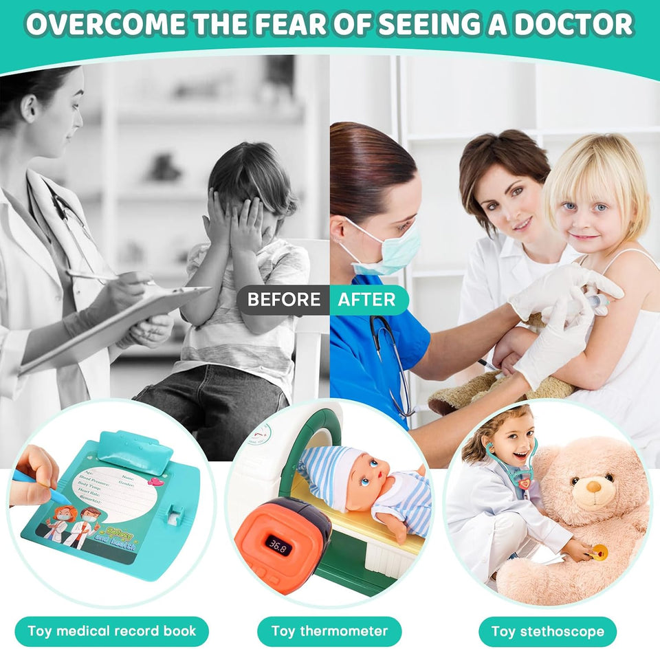 Realistic Pretend Play Doctor Kit with Toy Stethoscope and Medical Tools