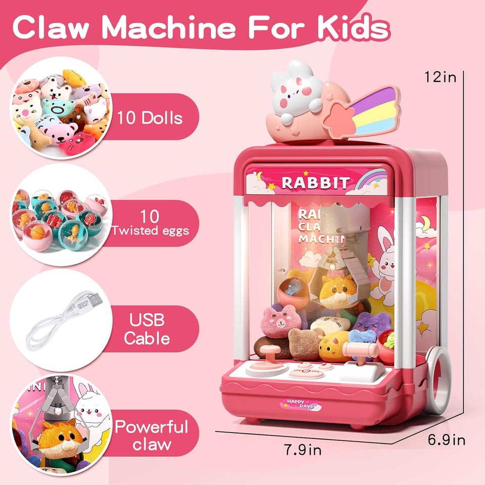 Tea Bear Claw Arcade Toy Machine with LED Lights & Sound (60-Second Challenge)