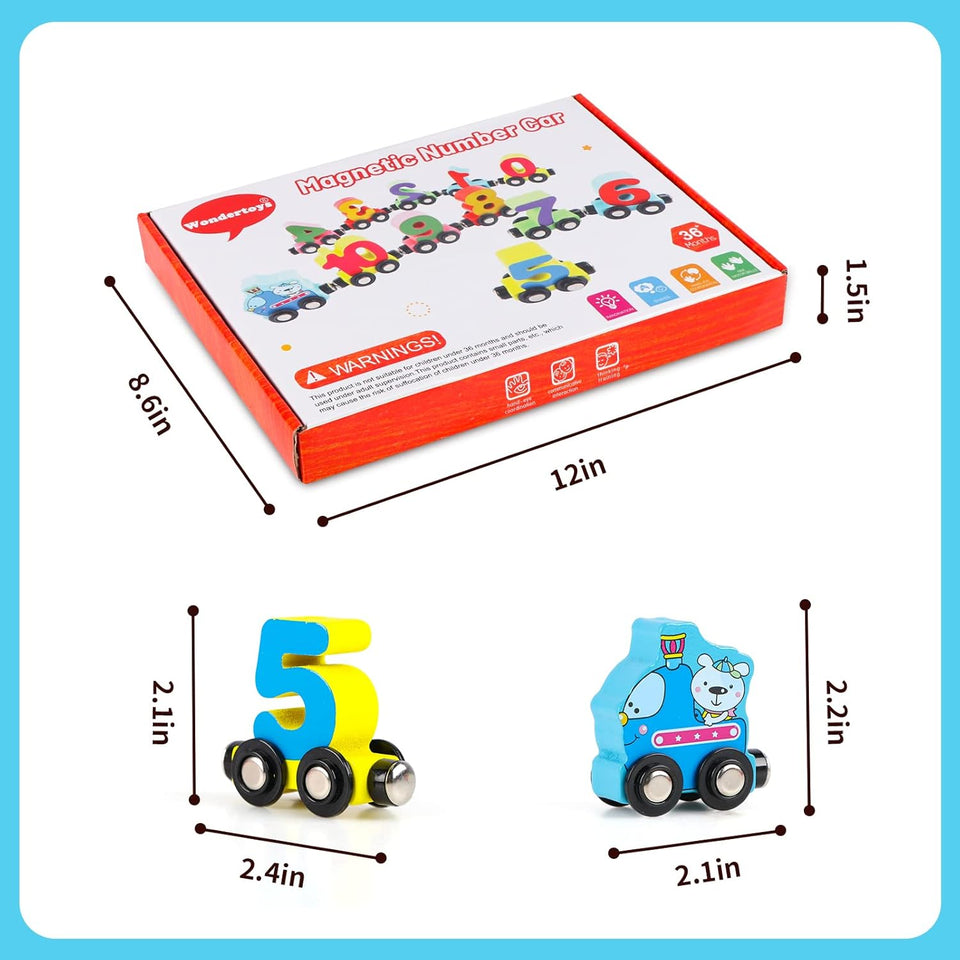 Wooden Magnetic Vehicle Number Train