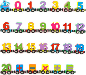 Wooden Magnetic Vehicle Number Train