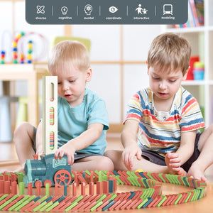 Domino Train with Building and Stacking Blocks Set